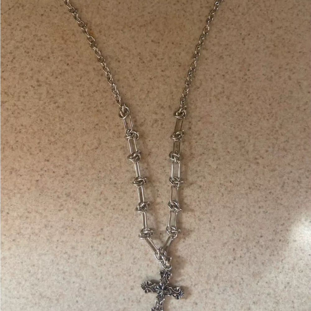 Silver Cross Pendant Necklace